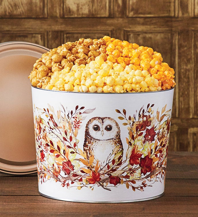 Fall Into Autumn 2 Gallon Popcorn Tin