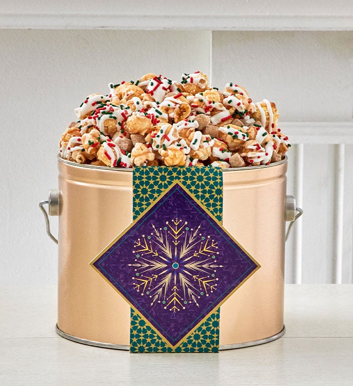 Shining Snowflake 1/2 Gallon Holiday Pail Holiday Cookie Dough Popcorn