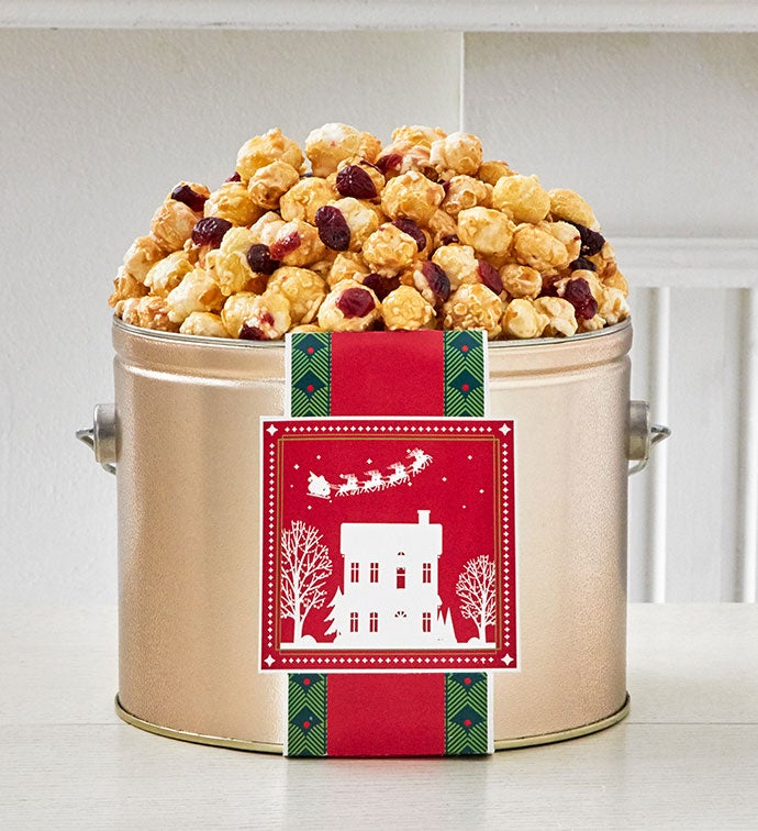 Up On The Rooftop 1/2 Gallon Holiday Pail Cranberry Kettle Corn