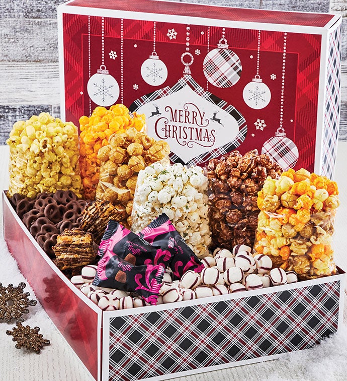 Cozy Plaid Merry Christmas Grand Gift Box