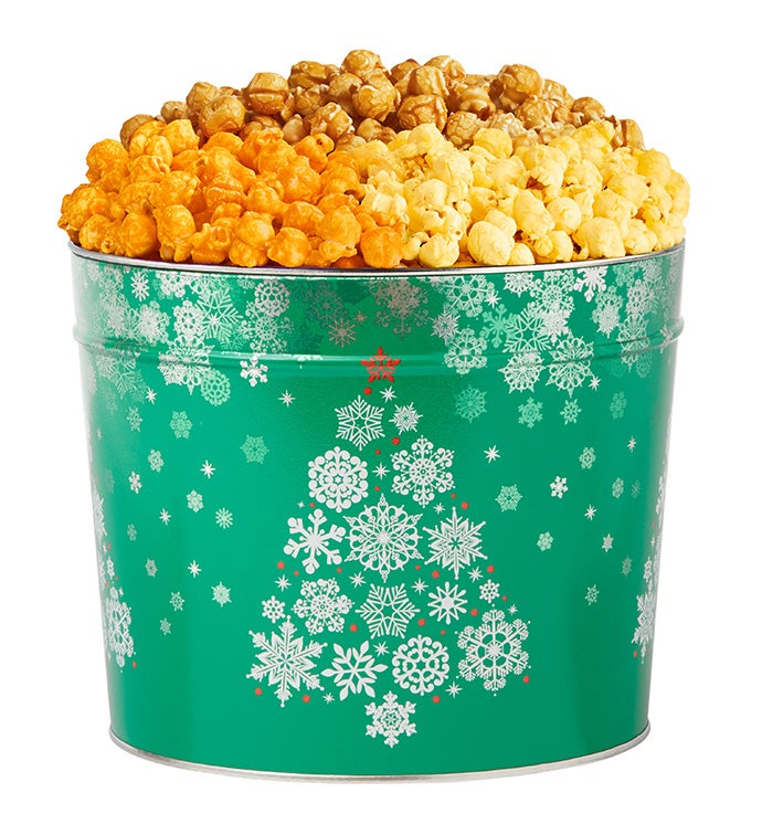 1.75 Gallon Christmas Tree 3 Flavor Popcorn Tin