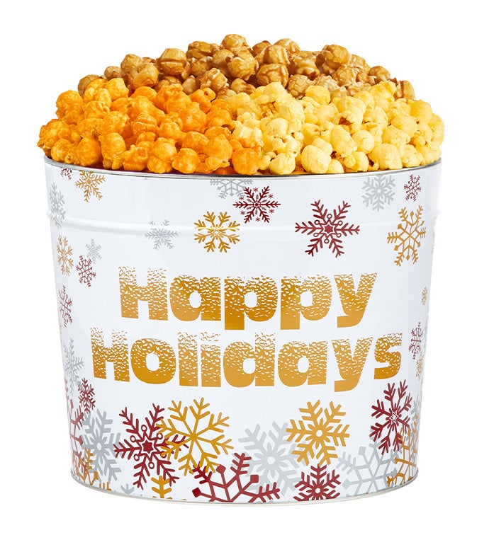 1.75 Gallon Sparkling Snowflakes 3 Flavor Popcorn Tin
