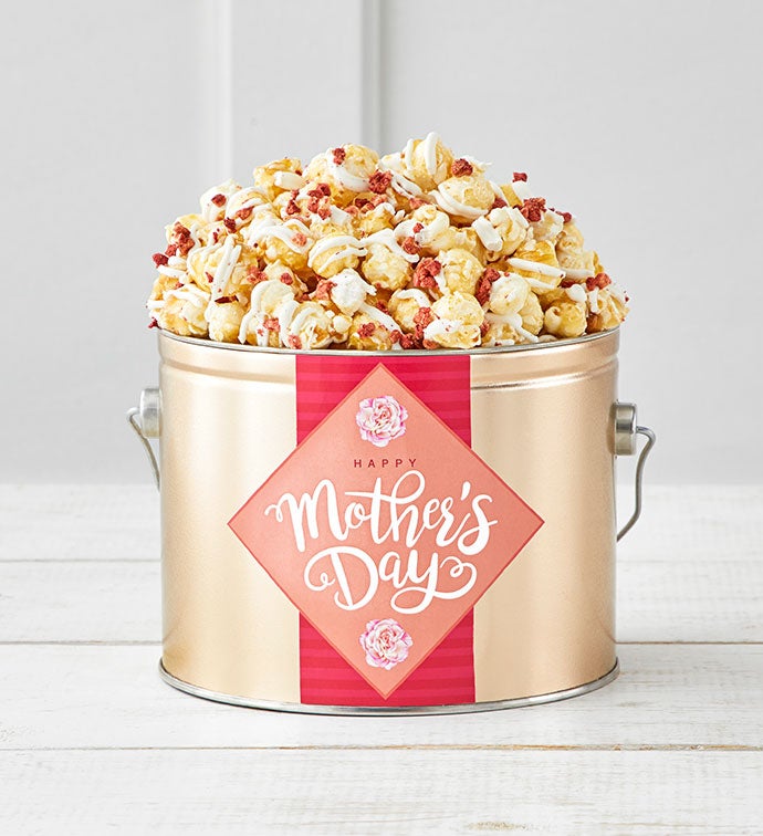 Blooms For Mom 1/2 Gallon Strawberry Champagne Popcorn Pail