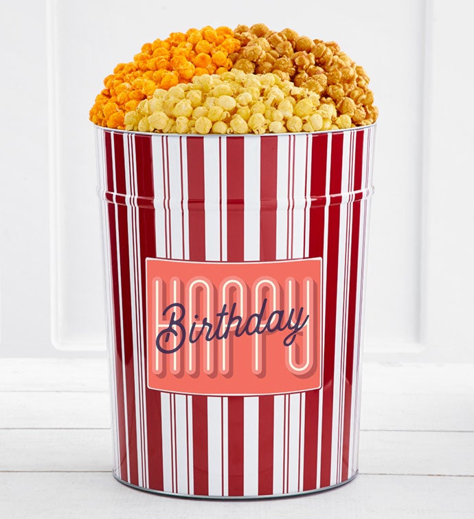 Tins With Pop® 4 Gallon Happy Birthday Retro Font