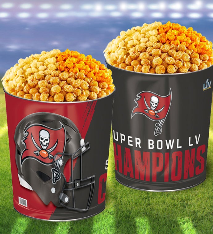 Tampa Bay Bucs Super Bowl LV Champions 3 Gallon 3 Flavor Popcorn Tin