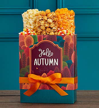 Fall Gift Basket Ideas | Gourmet Popcorn Tins | The Popcorn Factory