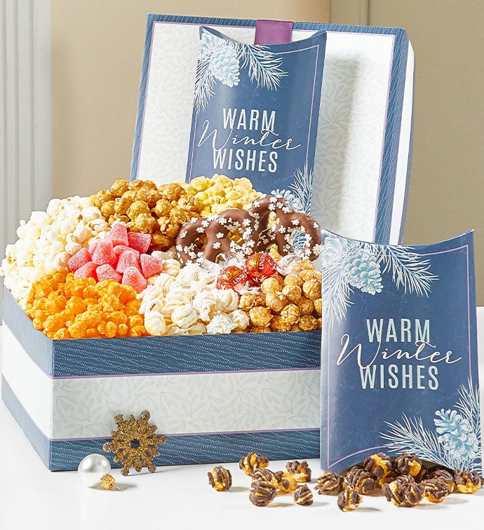 Sparkling Snowfall Gift Box With Pillow Box Of Popcorn