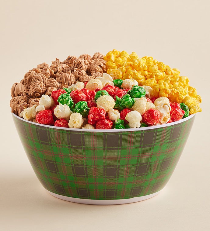 Holiday Plaid Reusable Popcorn Bowl