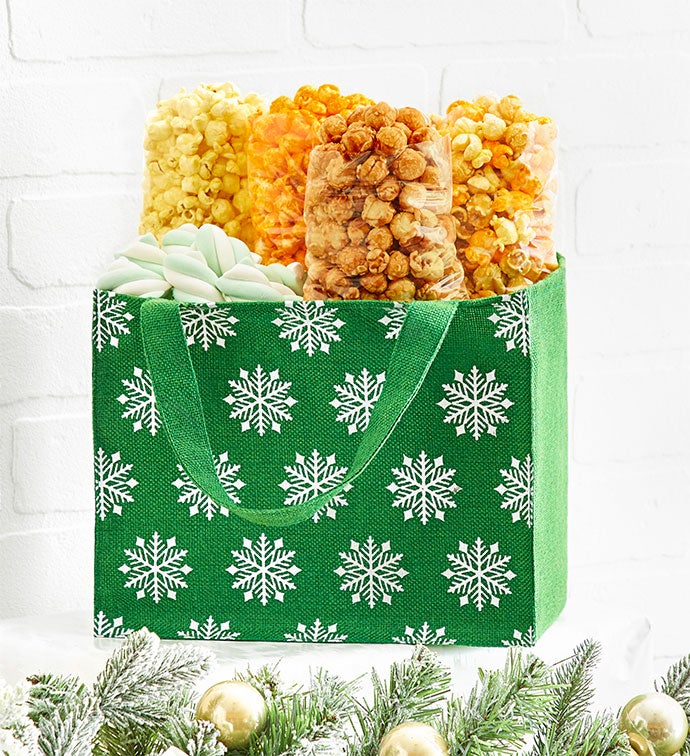 Winter Elegance Green Snowflake Tote
