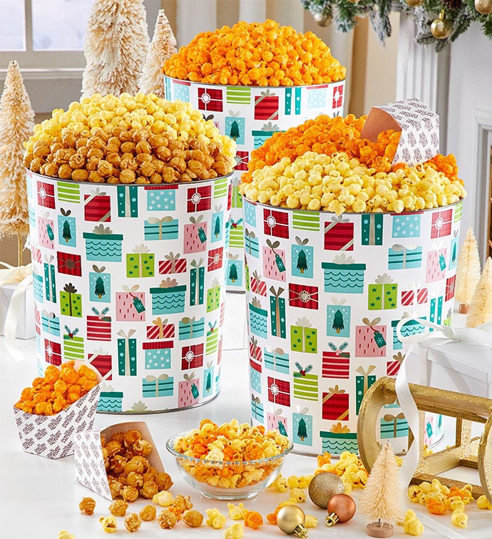 All Wrapped Up 3 1/2 Gallon Pick A Flavor Popcorn Tins