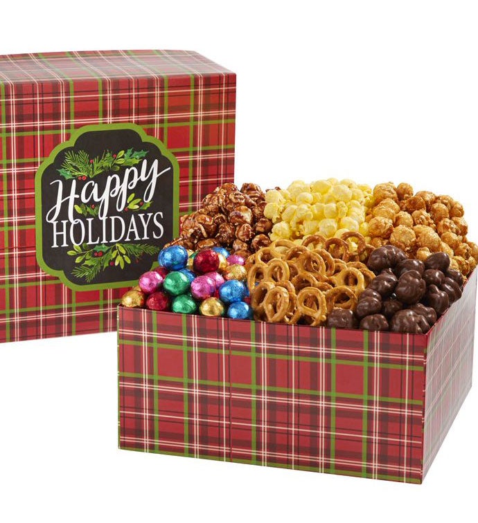 Happy Holidays Plaid Gift Box