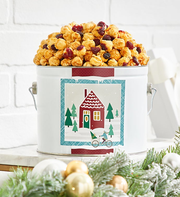 1/2 Gallon Tinsel Town Cranberry Kettle Popcorn Gift Pail