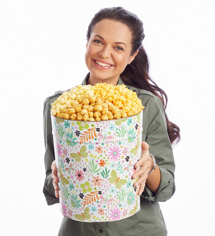 Butterflies and Blooms 3 1/2 Gallon 3 Flavor Popcorn Tin