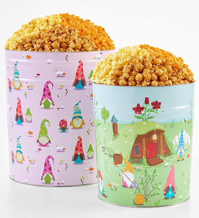 Garden Gnomes 3 1/2 Gallon 3 Flavor Popcorn Tin