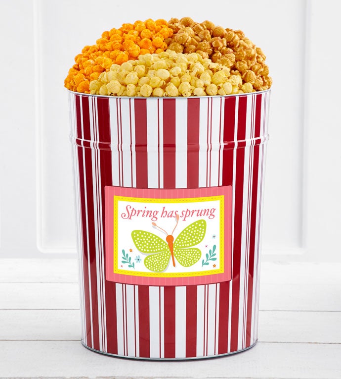 Tins With Pop 4 Gallon Tins Seasonal The Popcorn Factory