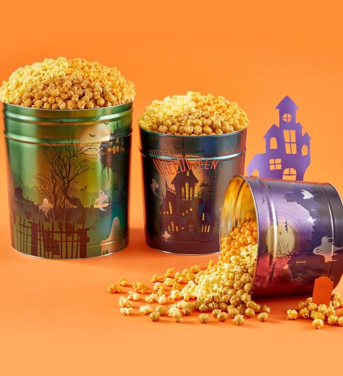 Haunted Hallow 2 Gallon 3 Flavor Popcorn Tin