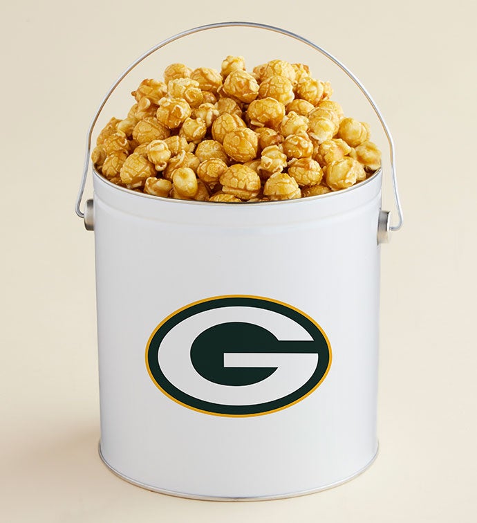 1 Gallon Green Bay Packers Caramel Popcorn Tin The Popcorn Factory