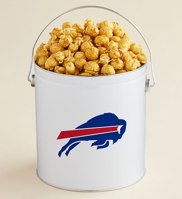 1 Gallon Buffalo Bills   Caramel Popcorn Tin