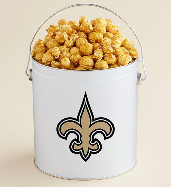 1 Gallon New Orleans Saints   Caramel Popcorn Tin