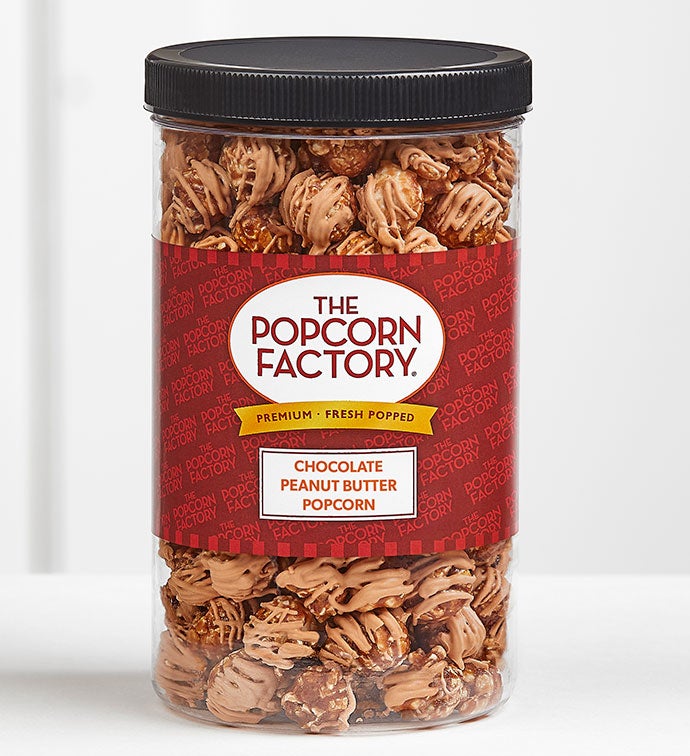 Chocolate Peanut Butter Flavored Popcorn Canister