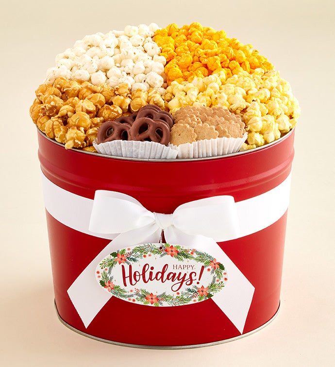 Happy Holidays 2 Gallon Red Premium Gift Tin