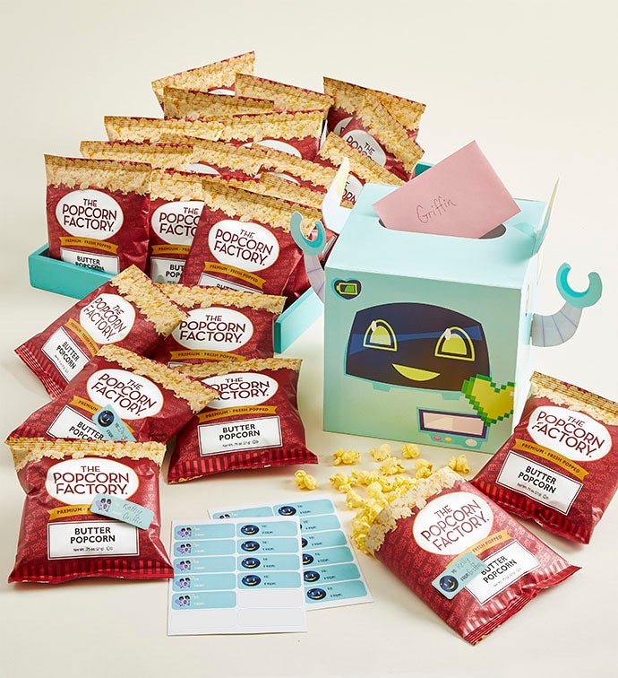 Special Delivery Robot Mailbox with 22 Bags of Butter Popcorn