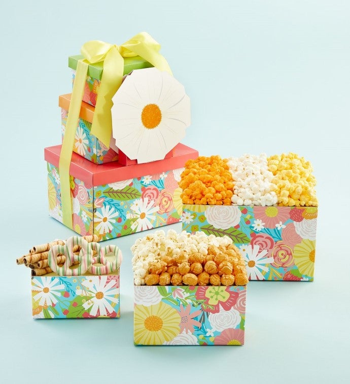 Donder pion Aja Flower Patch 4 Gift Box Tower | The Popcorn Factory
