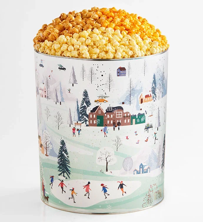 Snowy Merriment 2 Gallon 3 Flavor Popcorn Tin