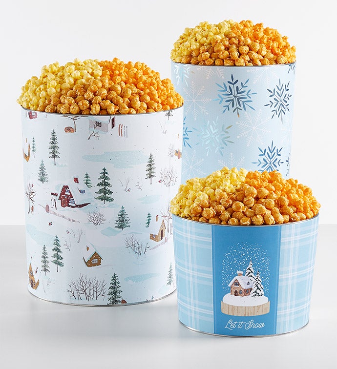 Let It Snow 6 1/2 Gallon 3 Flavor Popcorn Tin