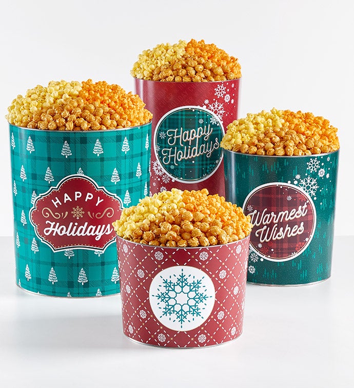 Holiday Cheer 3 1/2 Gallon 3 Flavor Popcorn Tin