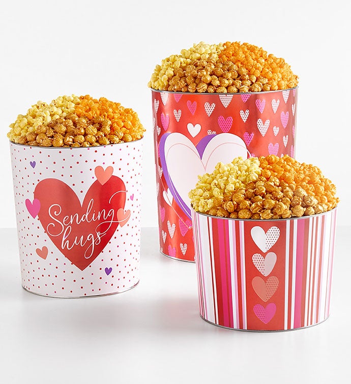 Forever Hearts 3.5 Gallon 3 Flavor Popcorn Tin