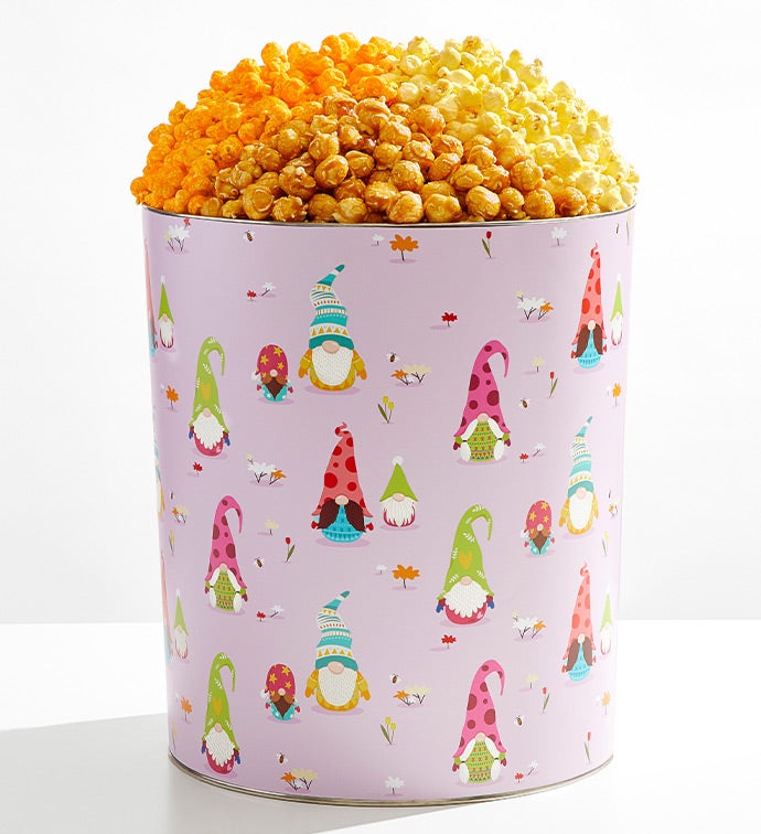 Garden Gnomes 6 1/2 Gallon 3 Flavor Popcorn Tin