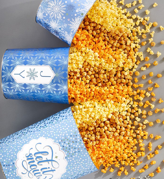 Let It Snow 6 1/2 Gallon 3 Flavor Popcorn Tin