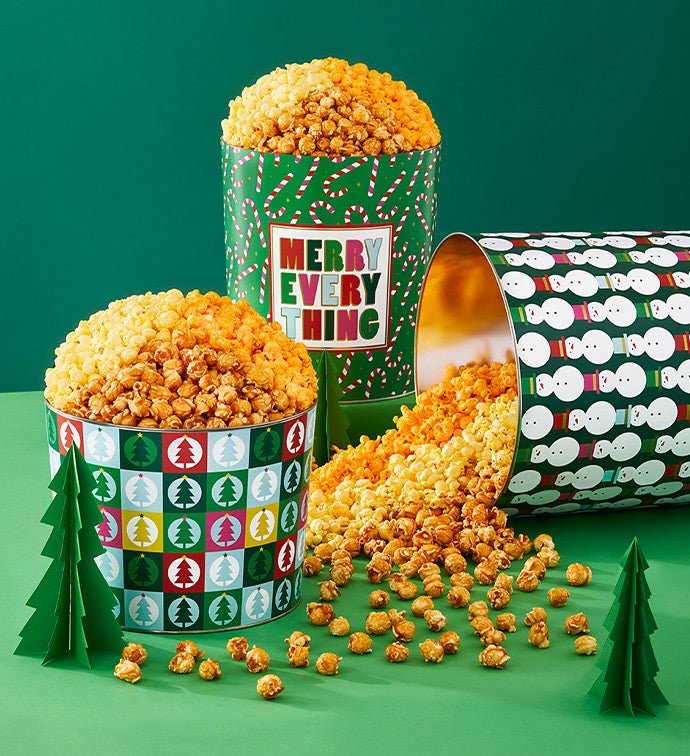 Holiday Snowman 3 1/2 Gallon 3 Flavor Popcorn Tin