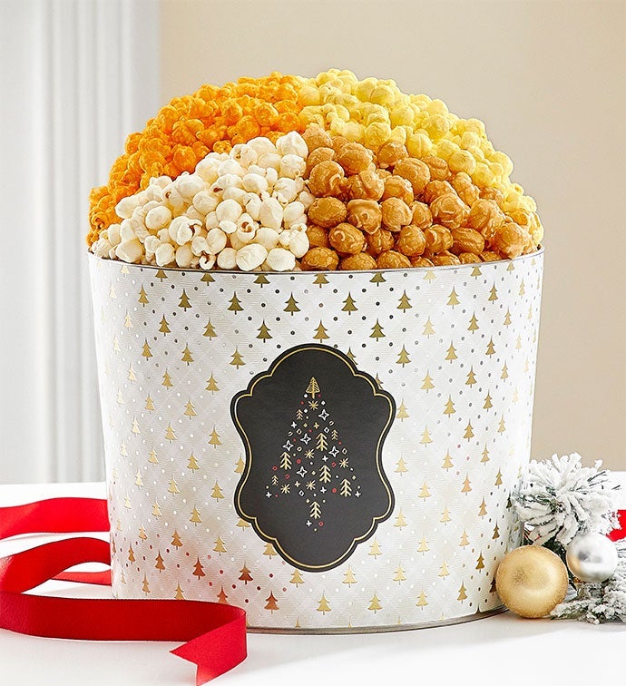 Happy Plaid 2 Gallon 4 Flavor Popcorn Tin