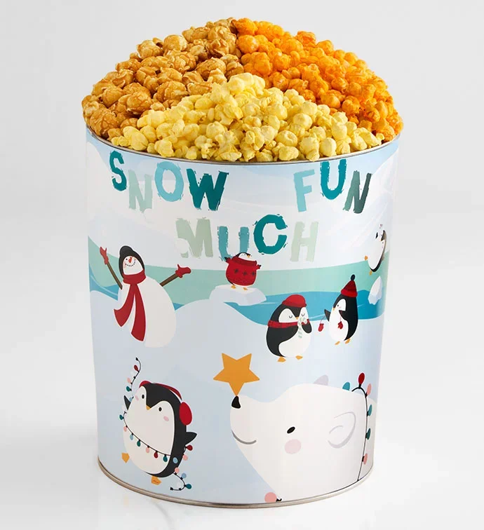 Winter Delight 3 1/2 Gallon 3 Flavor Popcorn Tin