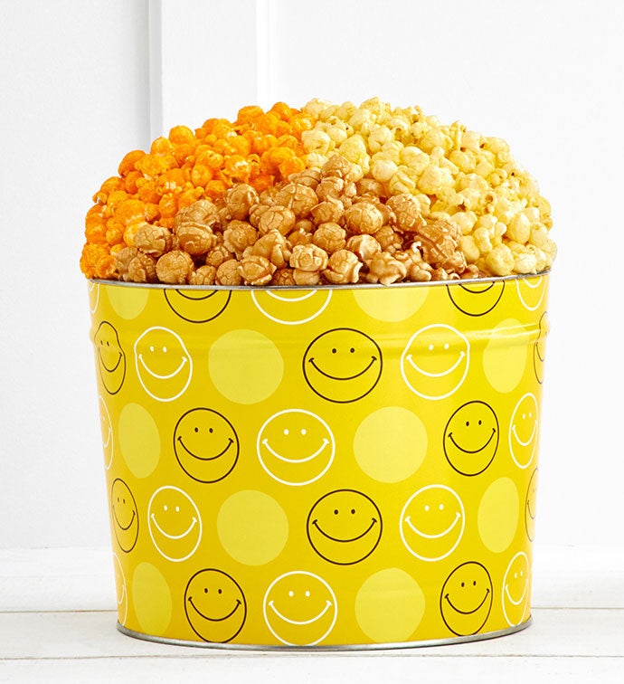 Smiley Dot 3 1/2 Gallon 3 Flavor Popcorn Tin