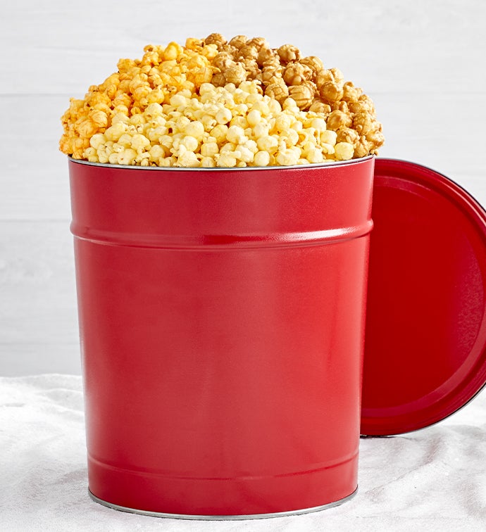 Simply Red 3 1/2 Gallon 3 Flavor Popcorn Tin