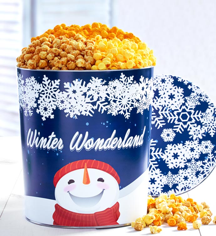 6 1/2 Gallon Winter Wonderland Popcorn Tins