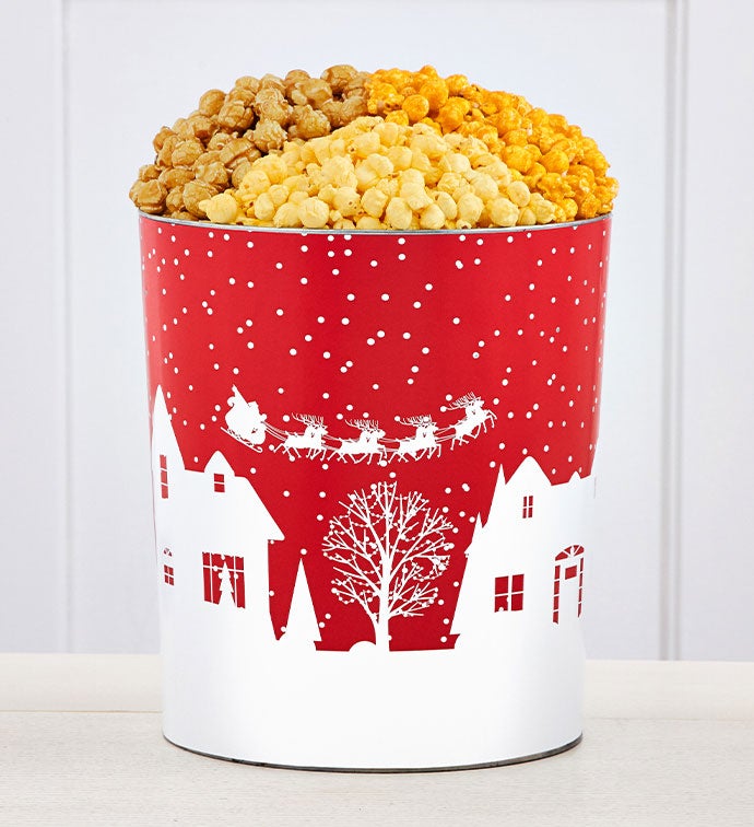 3 1/2 Gallon Up On The Rooftop 3 Flavor Popcorn Tin
