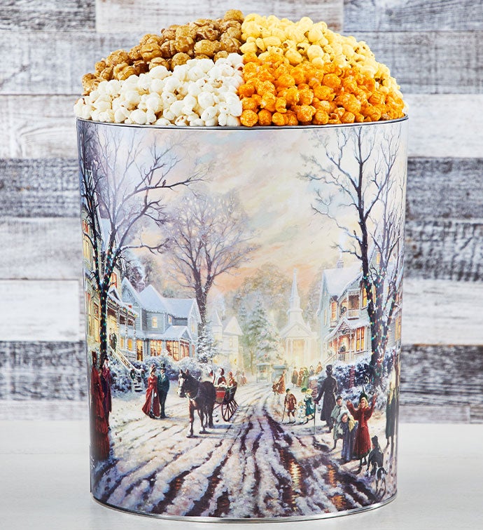 Thomas Kinkade Victorian Christmas Carol 2 Gallon 3 Flavor Popcorn Tin