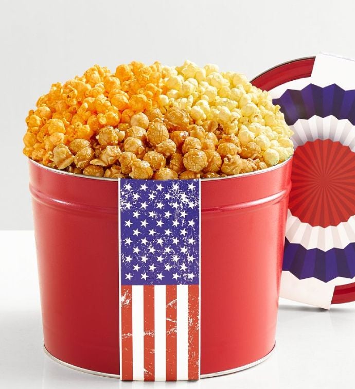 Red Pop and Blue 3 1/2 Gallon Popcorn Tins The Popcorn Factory