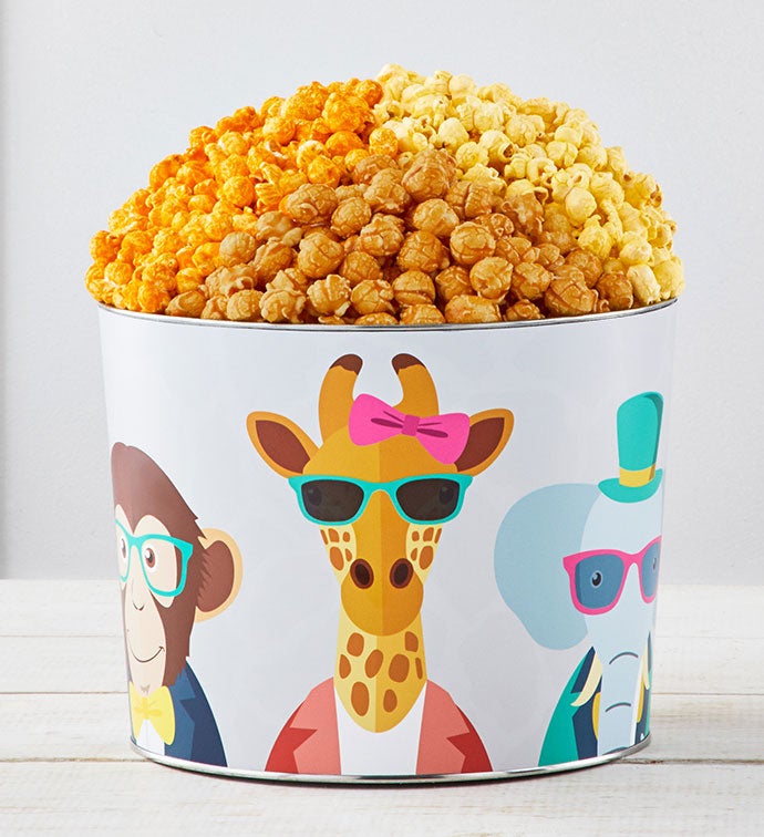Party Animals 2 Gallon 3 Flavor Popcorn Tin