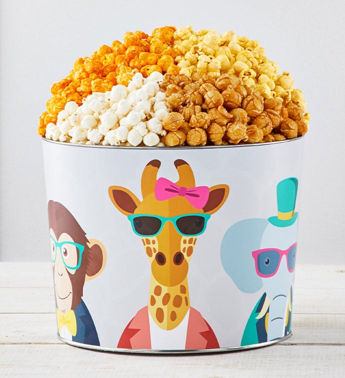 Party Animals 2 Gallon 3 Flavor Popcorn Tin The Popcorn Factory