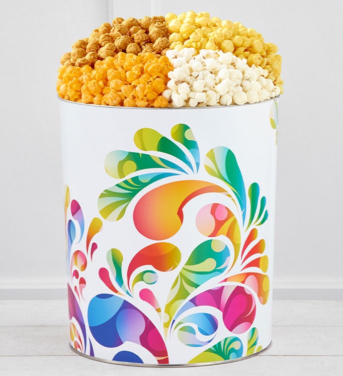 Rainbow Fusion 2 Gallon 3 Flavor Popcorn Tin