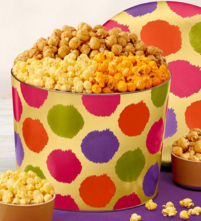 Spring Dots 2 Gallon Popcorn Tin