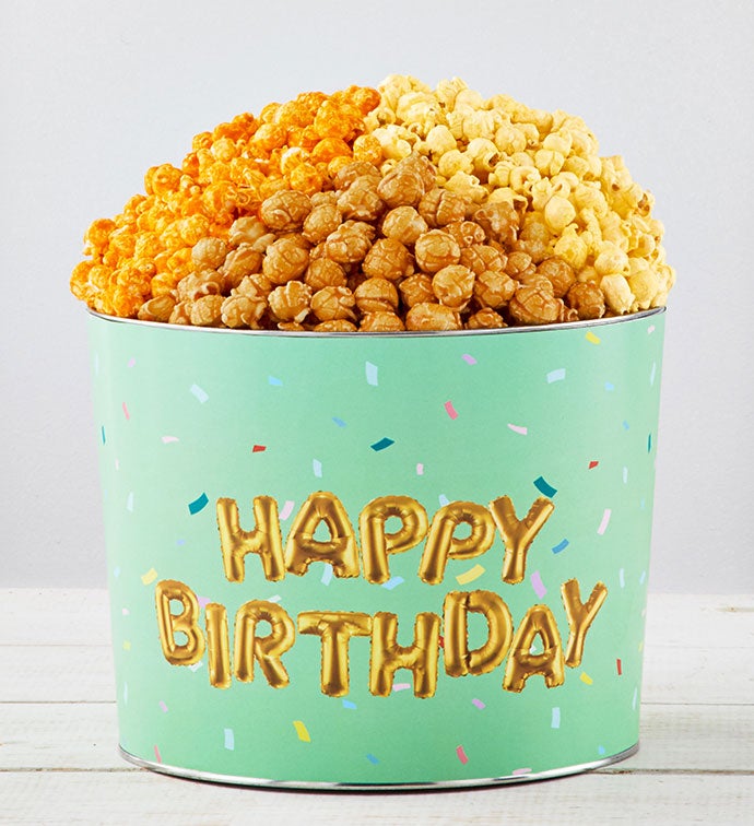 Birthday Wishes 2 Gallon 3 Flavor Popcorn Tin