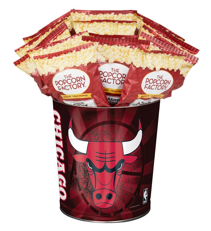 Chicago Bulls Popcorn Tin with 15 Bags of Popcorn