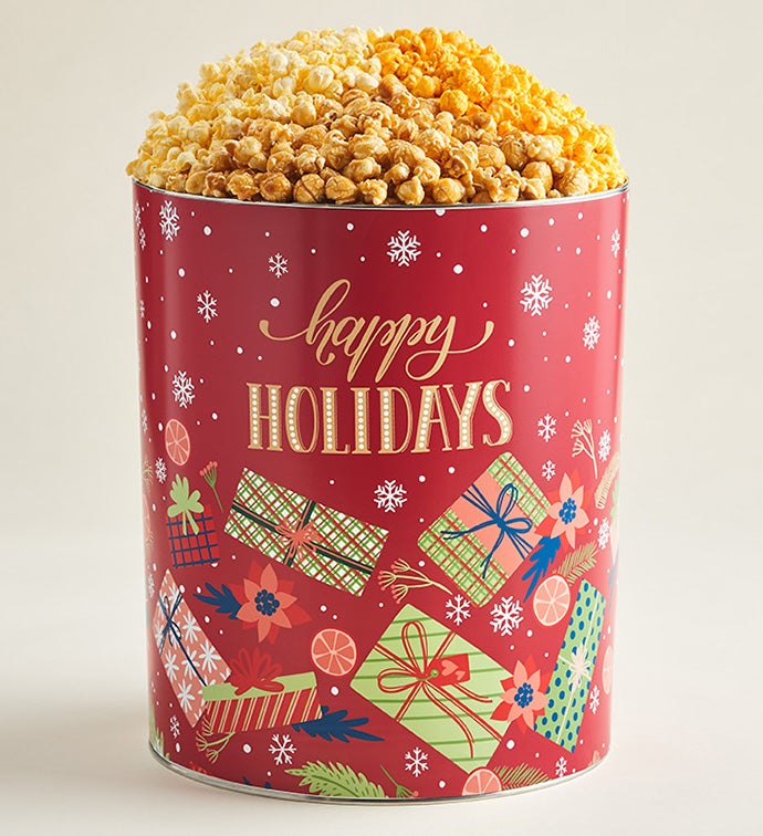 6 1/2 Gallon Holiday Cheer 3 Flavor Popcorn Tin