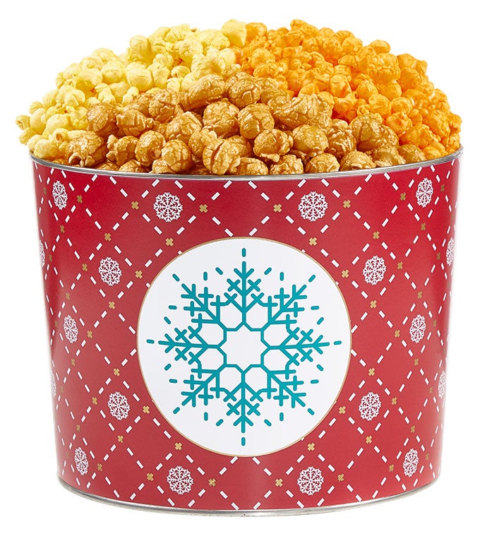 Cozy Holiday 2 Gallon 3 Flavor Popcorn Tin The Popcorn Factory